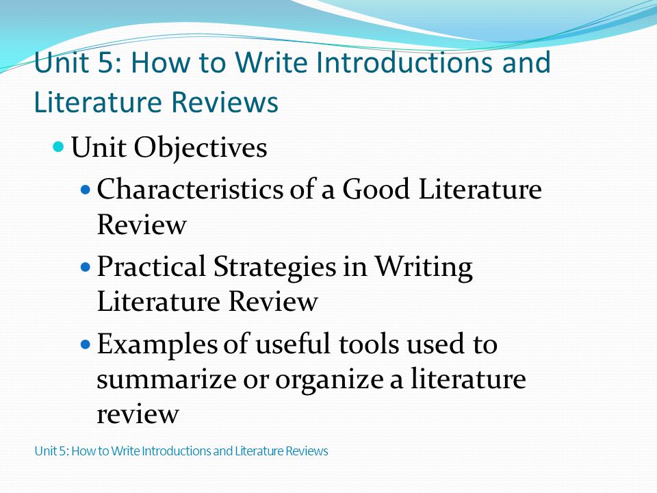 how to arrange a literature review